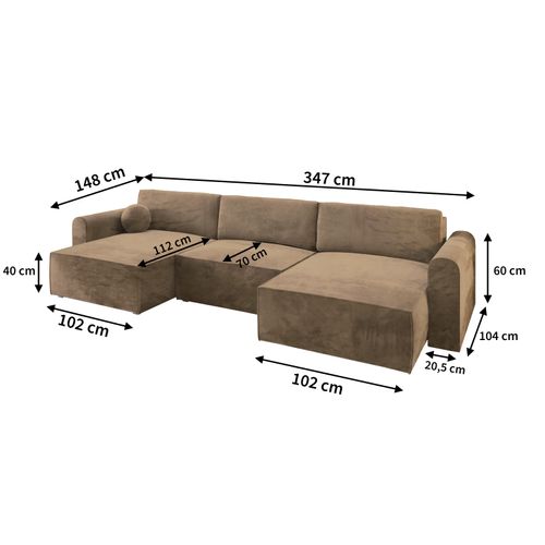 Canapé D'angle Fento Gris En Velours Avec Fonction De Couchage