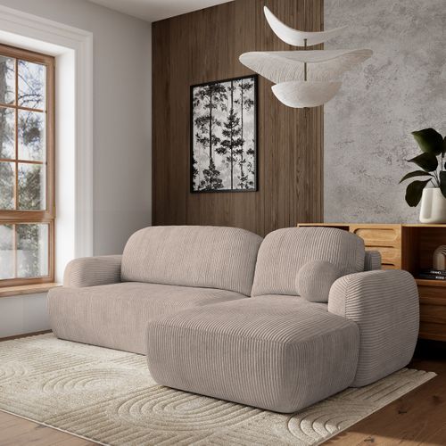 Canapé D'angle Modenza Beige En Velours Côtelé Avec Fonction De Couchage