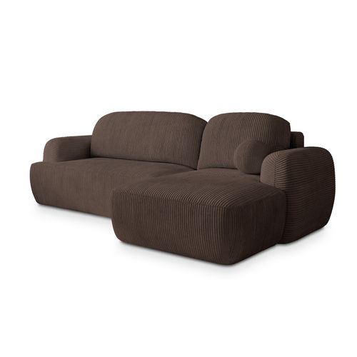 Canapé D'angle Modenza Marron En Velours Côtelé Avec Fonction De Couchage