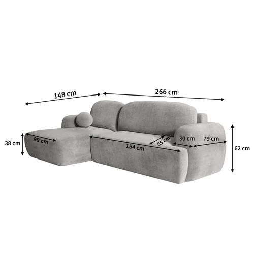 Canapé D'angle Modenza Marron En Velours Côtelé Avec Fonction De Couchage