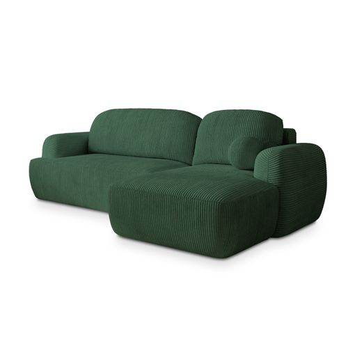 Canapé D'angle Modenza Vert En Velours Côtelé Avec Fonction De Couchage