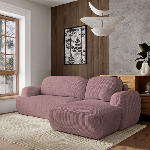 Canapé D'angle Modenza Violet En Velours Côtelé Avec Fonction De Couchage