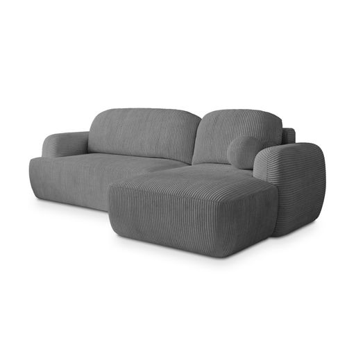 Canapé D'angle Modenza Gris En Velours Côtelé Avec Fonction De Couchage