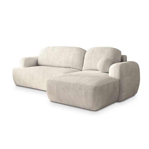 Canapé D'angle Modenza Crème En Velours Côtelé Avec Fonction De Couchage