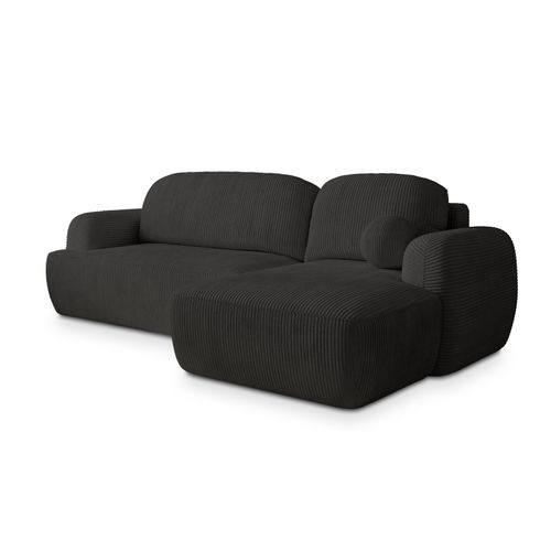 Canapé D'angle Modenza Noir En Velours Côtelé Avec Fonction De Couchage