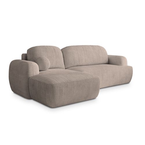 Canapé D'angle Modenza Beige En Velours Côtelé Avec Fonction De Couchage