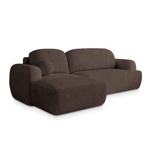 Canapé D'angle Modenza Marron En Velours Côtelé Avec Fonction De Couchage