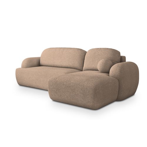 Canapé D'angle Modenza Beige En Bouclé Avec Fonction De Couchage