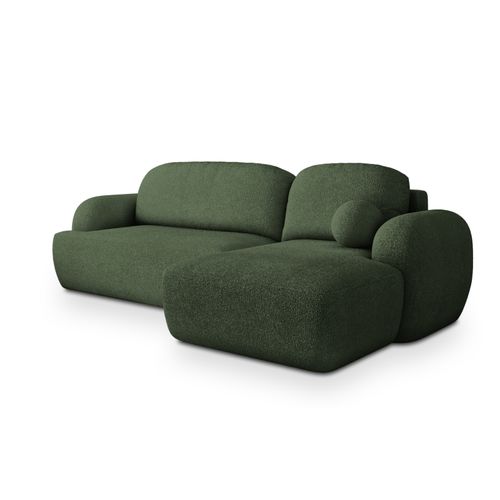 Canapé D'angle Modenza Vert En Bouclé Avec Fonction De Couchage
