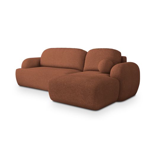 Canapé D'angle Modenza Terracotta En Bouclé Avec Fonction De Couchage