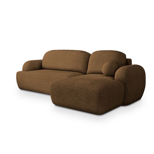 Canapé D'angle Modenza Marron En Bouclé Avec Fonction De Couchage
