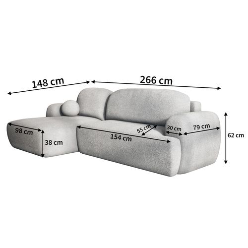 Canapé D'angle Modenza Bleu En Bouclé Avec Fonction De Couchage