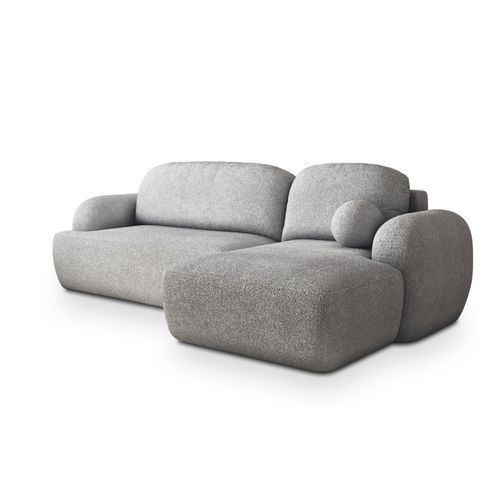 Canapé D'angle Modenza Gris Clair En Bouclé Avec Fonction De Couchage