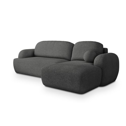 Canapé D'angle Modenza Gris En Bouclé Avec Fonction De Couchage