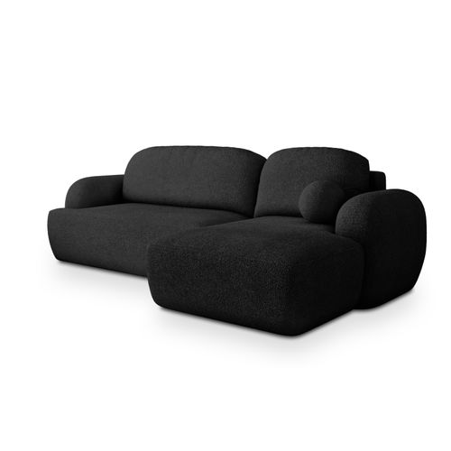 Canapé D'angle Modenza Noir En Bouclé Avec Fonction De Couchage