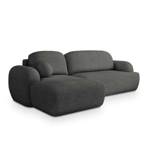 Canapé D'angle Modenza Gris En Bouclé Avec Fonction De Couchage