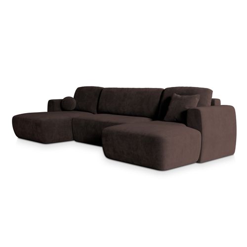 Canapé D'angle Sentum Marron En Peluche Avec Fonction De Couchage