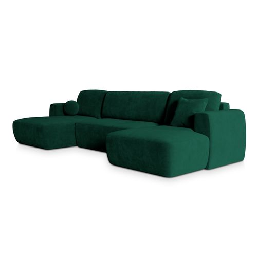 Canapé D'angle Sentum Vert Sapin En Peluche Avec Fonction De Couchage