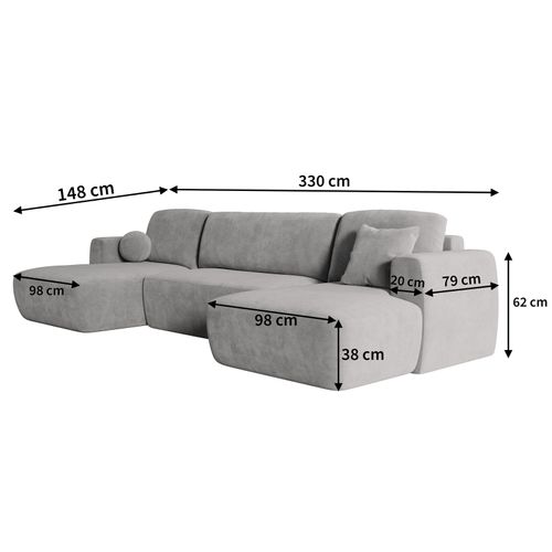 Canapé D'angle Sentum Vert Sapin En Peluche Avec Fonction De Couchage