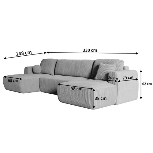 Canapé D'angle Sentum Marron En Velours Côtelé Avec Fonction De Couchage