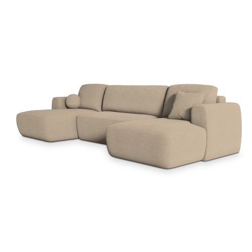 Canapé D'angle Sentum Crème En Bouclé Avec Fonction De Couchage