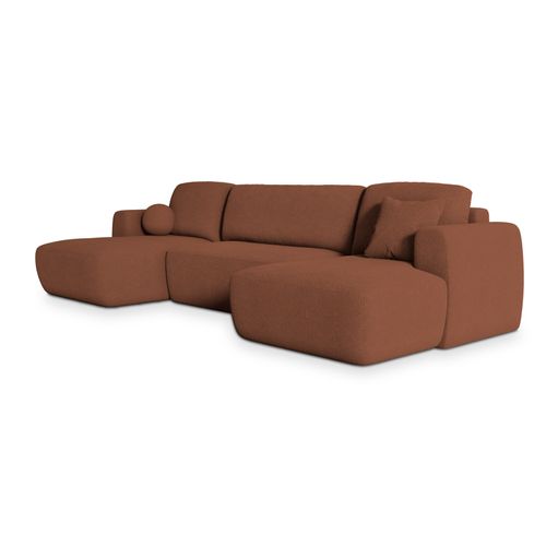 Canapé D'angle Sentum Terracotta En Bouclé Avec Fonction De Couchage