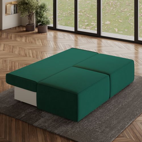 Canapé D'angle Varna Vert Sapin En Velours Avec Fonction De Couchage