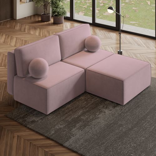 Canapé D'angle Varna Violet En Velours Avec Fonction De Couchage