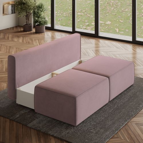 Canapé D'angle Varna Violet En Velours Avec Fonction De Couchage