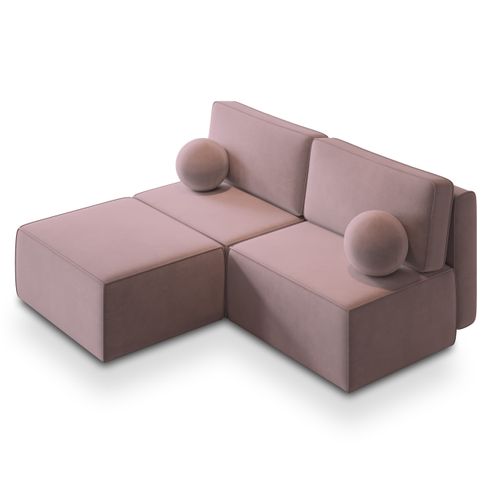 Canapé D'angle Varna Violet En Velours Avec Fonction De Couchage