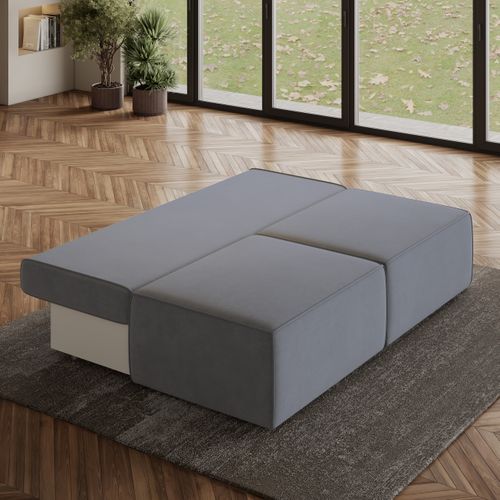 Canapé D'angle Varna Gris En Velours Avec Fonction De Couchage