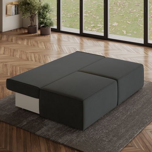 Canapé D'angle Varna Noir En Velours Avec Fonction De Couchage