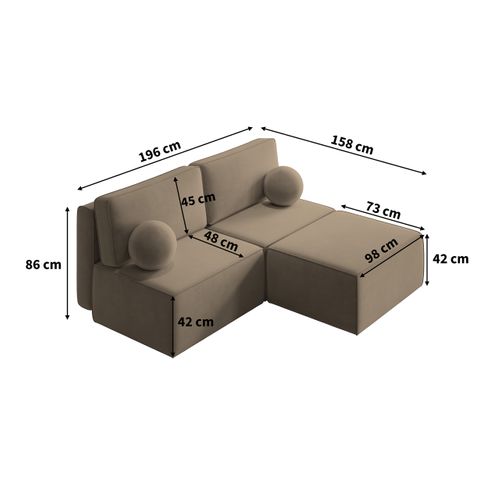 Canapé D'angle Varna Marron En Velours Côtelé Avec Fonction De Couchage