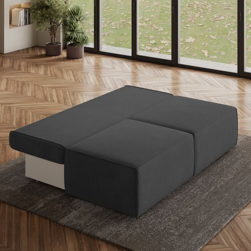 Canapé D'angle Varna Gris En Velours Côtelé Avec Fonction De Couchage