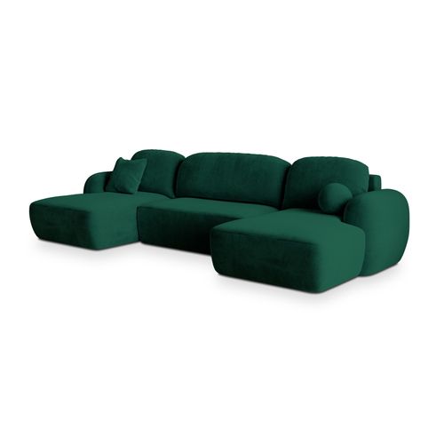 Canapé D'angle Savona Vert Sapin En Peluche Avec Fonction De Couchage