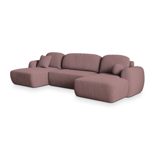 Canapé D'angle Savona Violet En Velours Côtelé Avec Fonction De Couchage