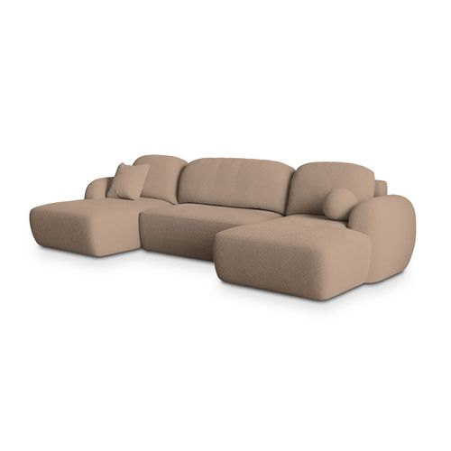 Canapé D'angle Savona Beige En Bouclé Avec Fonction De Couchage