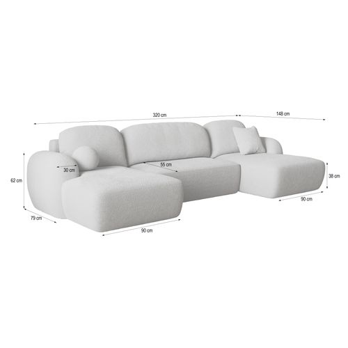 Canapé D'angle Savona Marron En Bouclé Avec Fonction De Couchage