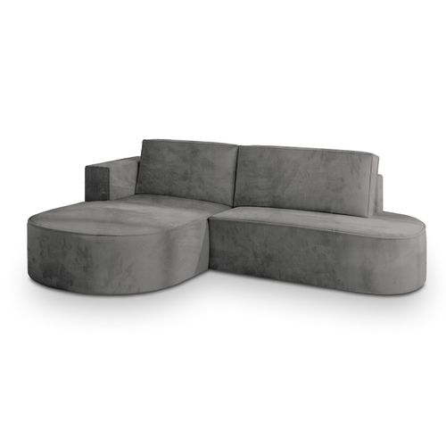 Canapé D'angle Cortio Gris En Velours Avec Fonction De Couchage