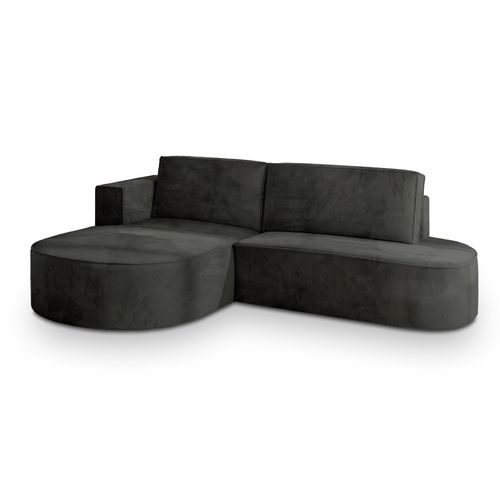Canapé D'angle Cortio Noir En Velours Avec Fonction De Couchage