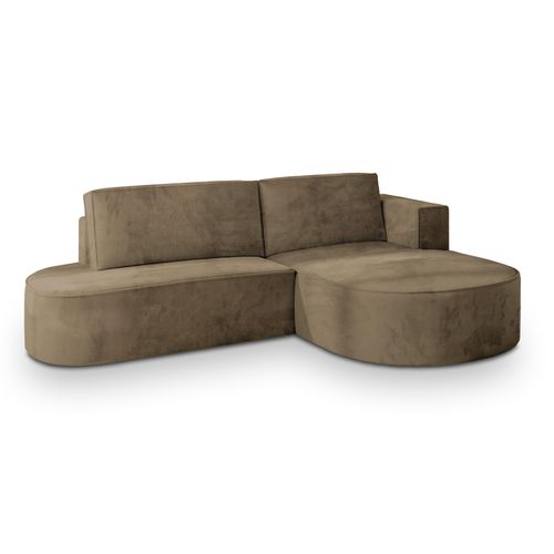 Canapé D'angle Cortio Beige En Velours Avec Fonction De Couchage
