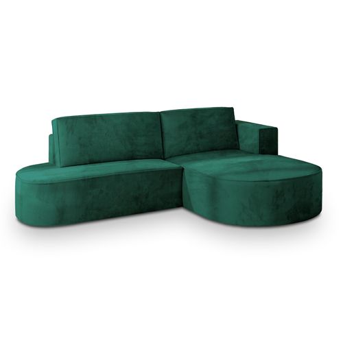 Canapé D'angle Cortio Vert Sapin En Velours Avec Fonction De Couchage