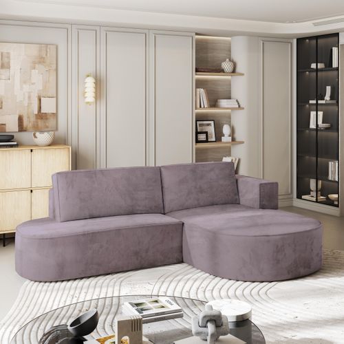 Canapé D'angle Cortio Violet En Velours Avec Fonction De Couchage