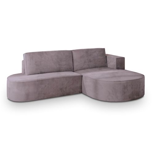 Canapé D'angle Cortio Violet En Velours Avec Fonction De Couchage