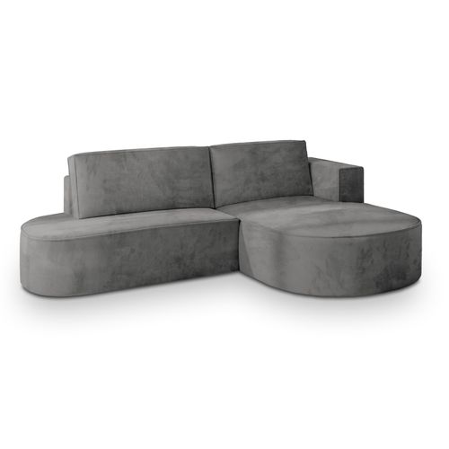 Canapé D'angle Cortio Gris En Velours Avec Fonction De Couchage