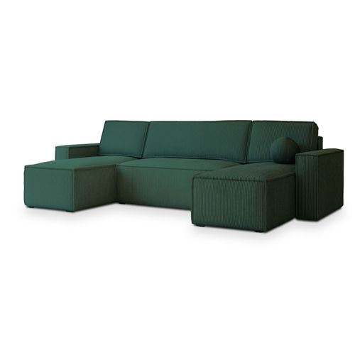 Canapé D'angle Pesano Vert En Velours Côtelé Avec Fonction De Couchage