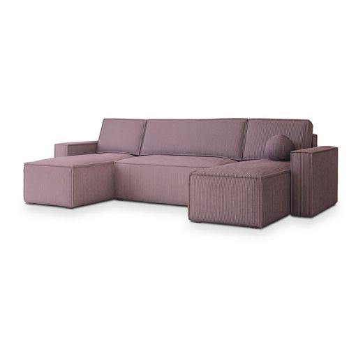 Canapé D'angle Pesano Violet En Velours Côtelé Avec Fonction De Couchage
