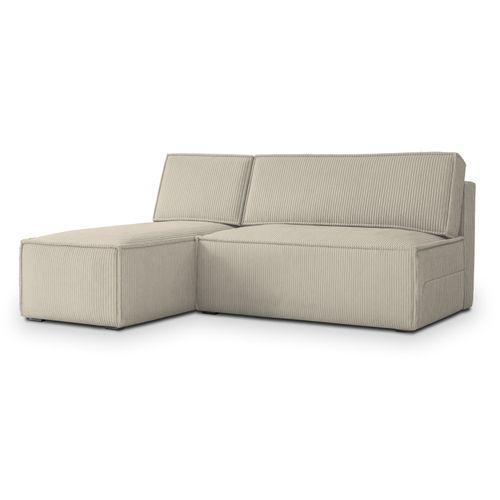 Canapé D'angle Briso Crème En Velours Côtelé Avec Fonction De Couchage