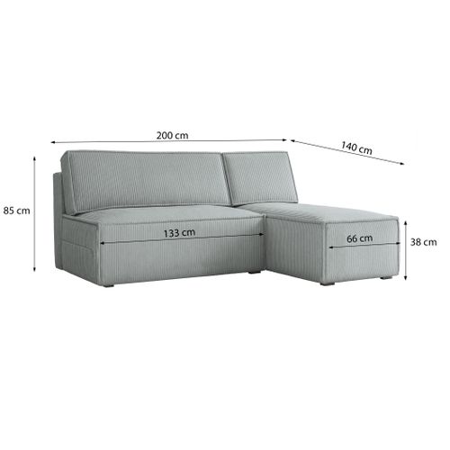 Canapé D'angle Briso Crème En Velours Côtelé Avec Fonction De Couchage