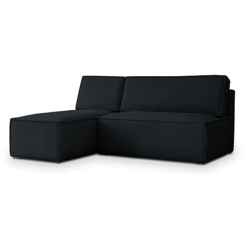 Canapé D'angle Briso Noir En Velours Côtelé Avec Fonction De Couchage